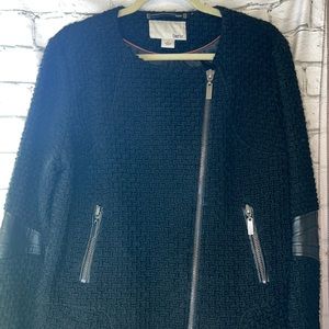 BAR III Ladies Black Chunky Knit Full Zip Jacket w/ Zipper Pockets, Size XL!